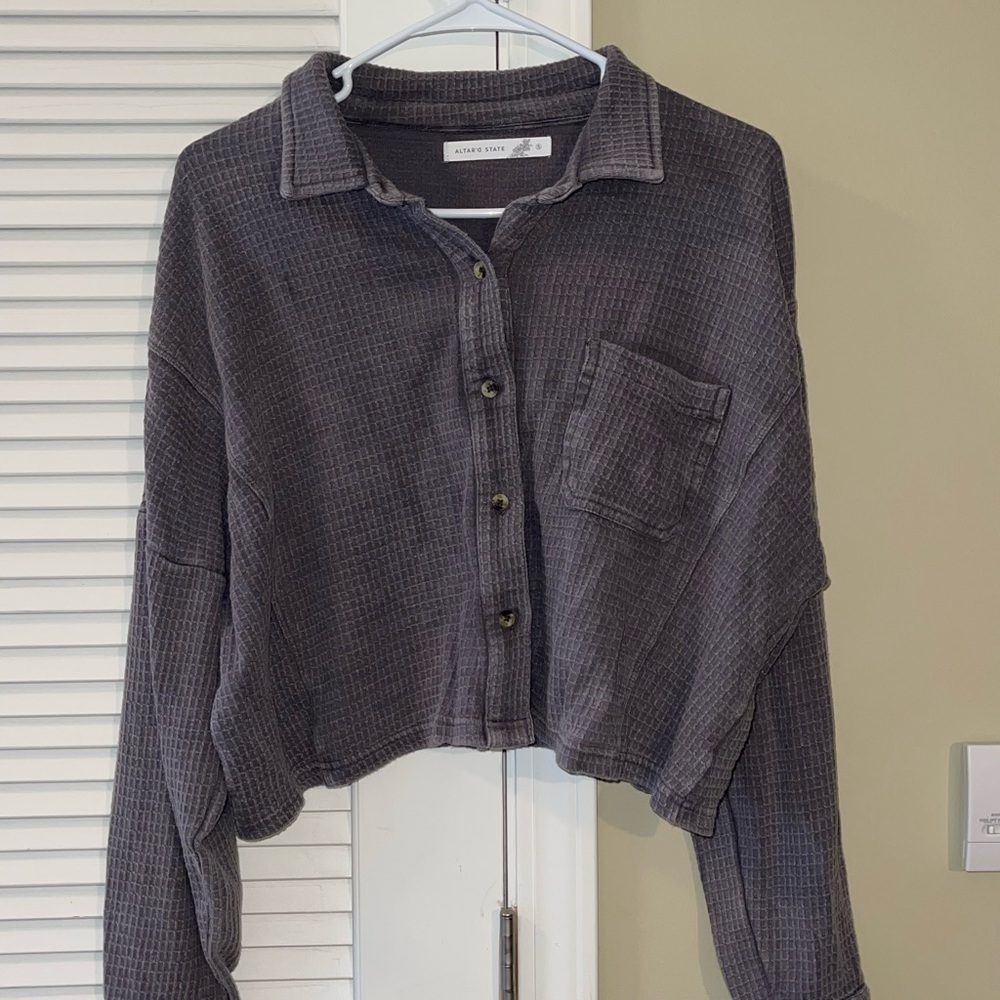 Altar'd State Charcoal Knit Top